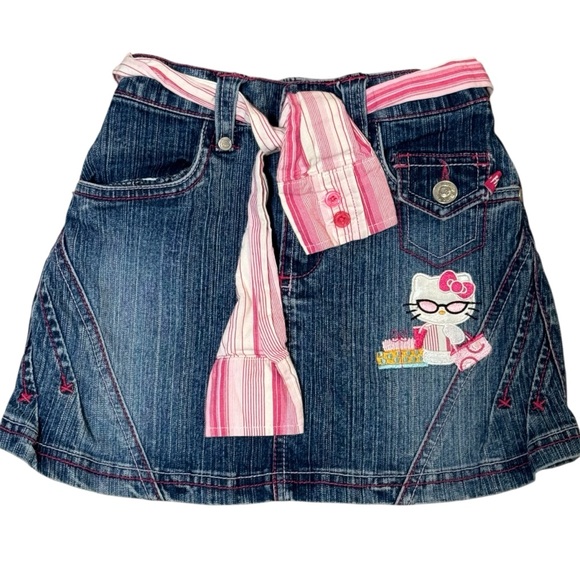 Hello Kitty Other - Y2K Toddler Girl Size 6 Hello Kitty belted Denim Skirt vintage